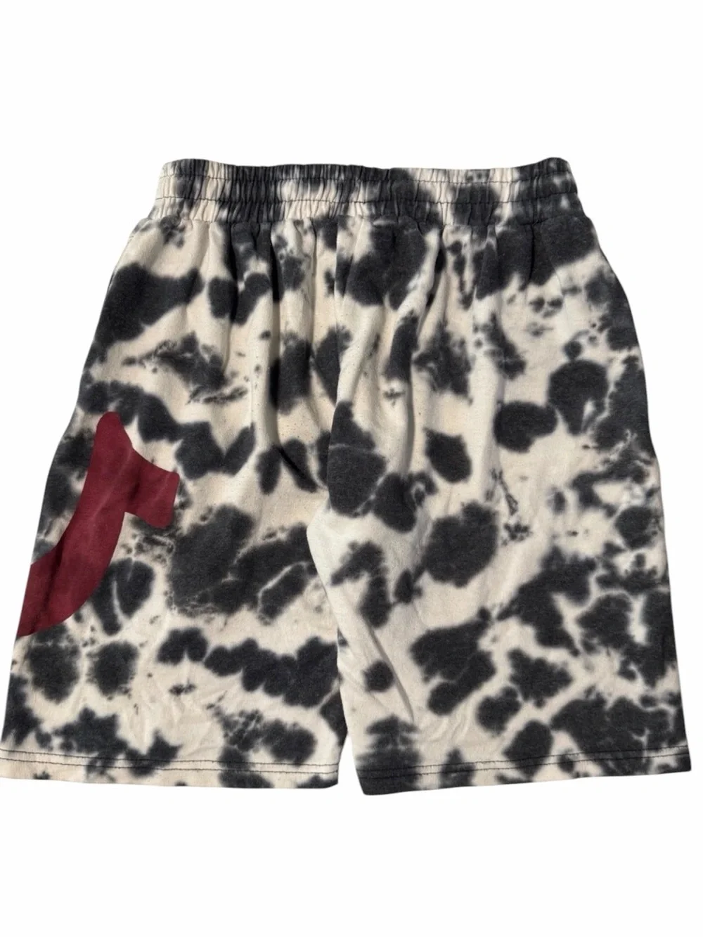 True Religion Mens Tie Dye Sweat Shorts Black White Red Logo Size Small